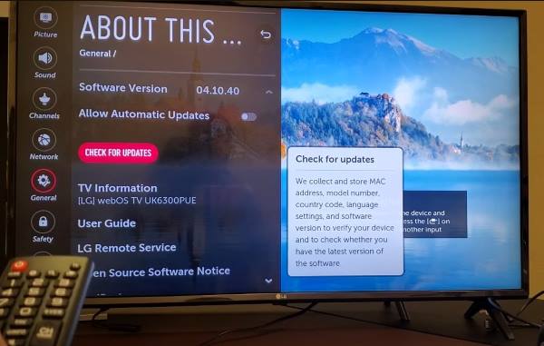 Check for software updates for your LG TV 